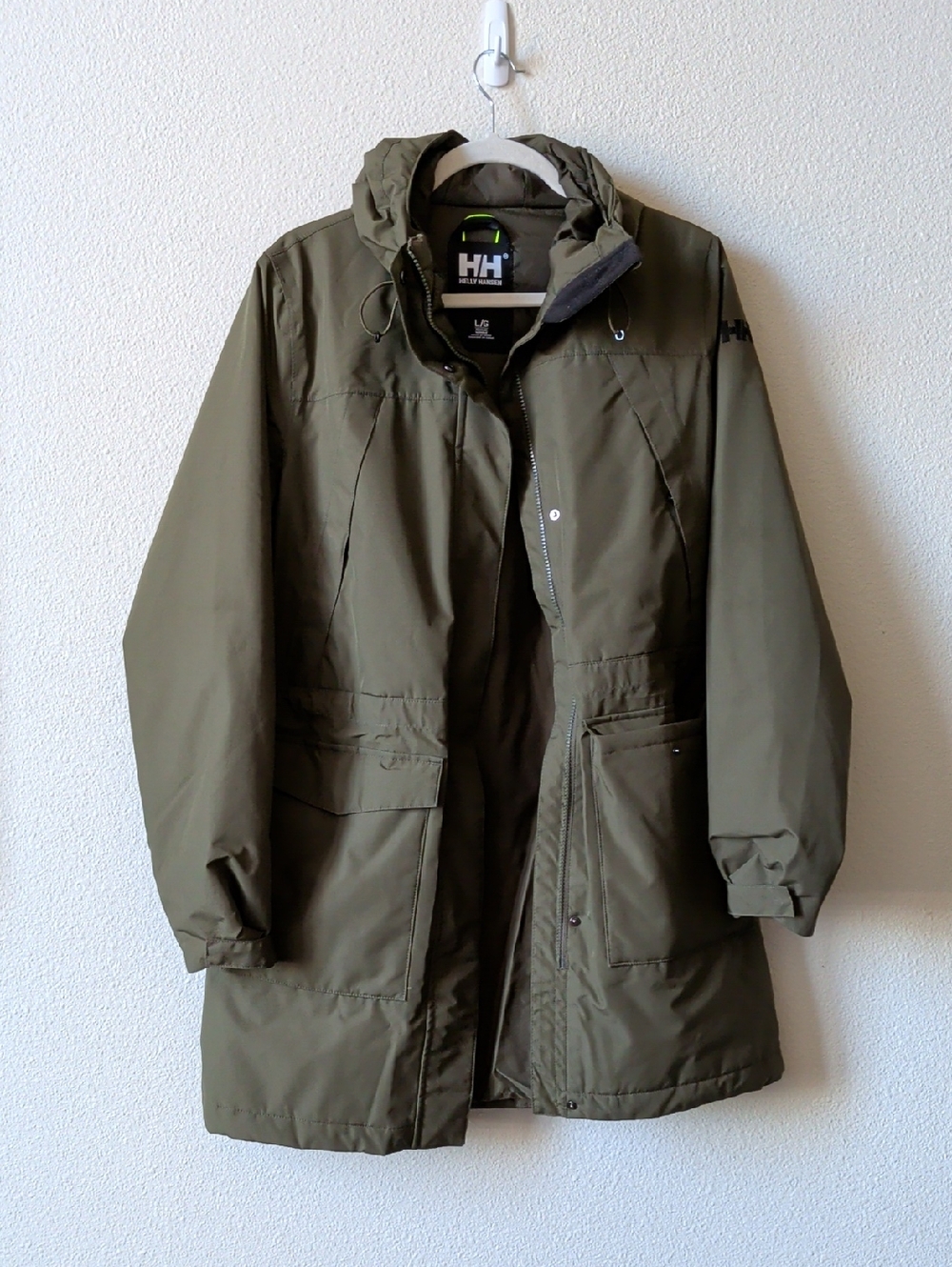Helly Hansen Olive Waterproof Hooded Parka Rain Coat
